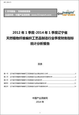 2012-2014年1季度遼寧省天然植物纖維編織工藝品制造行業財務指標分析季報